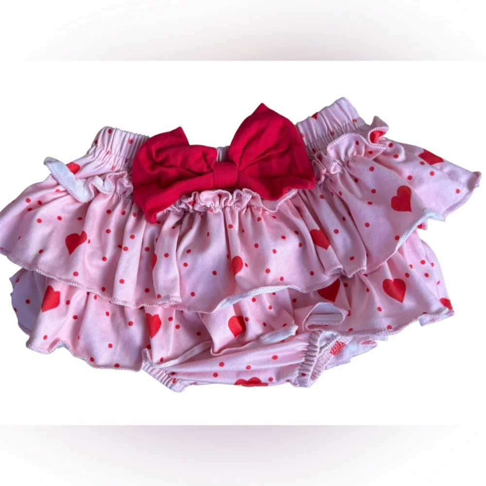 Pink Heart Ruffle Bloomers bottoms Baby Infant size 3/6 months